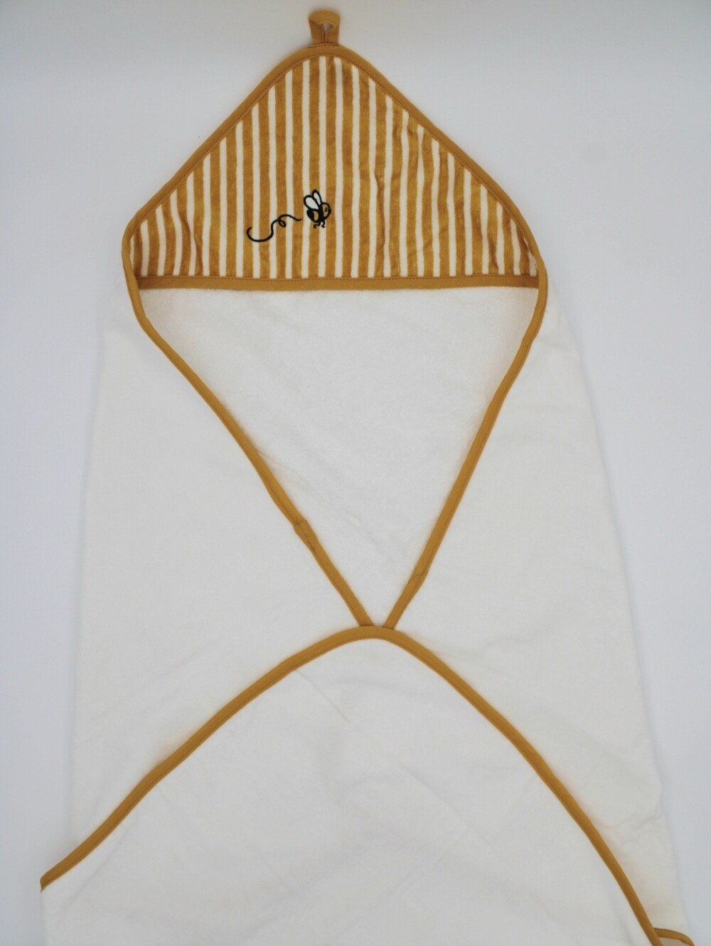 IKEA GRÖNFINK Hooded Baby Towel 32x32" White & Mustard Bee NWOT